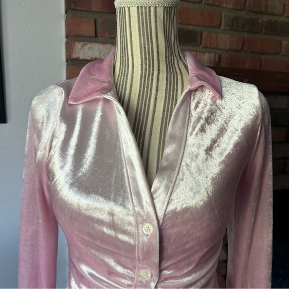 Free People Shayla Velvet Long Sleeve Mini Dress in Classic Pink Sz XS - Picture 6 of 10